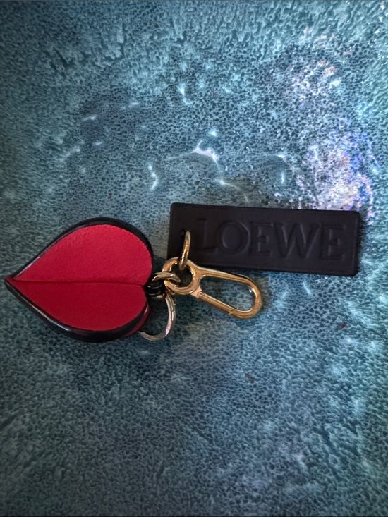 Loewe Accessories - LOEWE Red Leather Heart Keychain/Bag Charm W Embossed Black Leather Tag